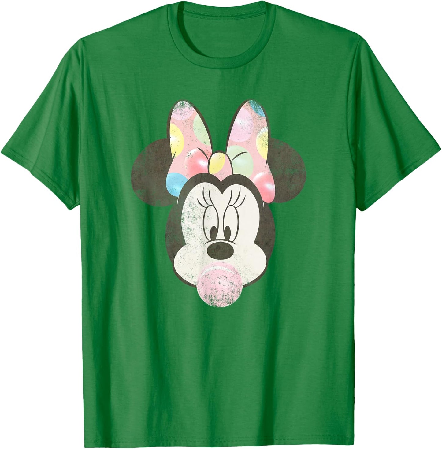 Disney Minnie Mouse Retro Bubblegum Big Face Portrait T-Shirt - T-Shirt | Irish Green