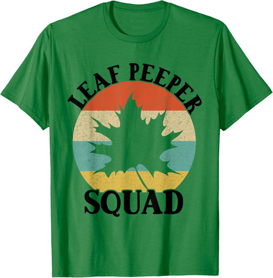Leaf Peeper Squad Retro Autumn Peeping Fall Season Leaves T-Shirt - T-Shirt | Irish Green