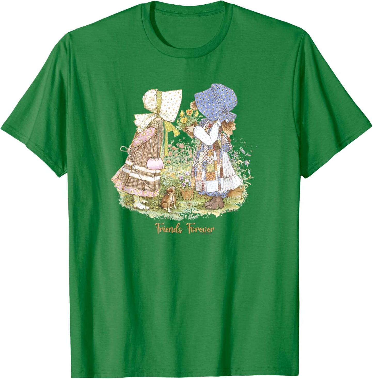 Holly Hobbie Friends Forever Cute Floral Portrait T-Shirt - T-Shirt | Irish Green