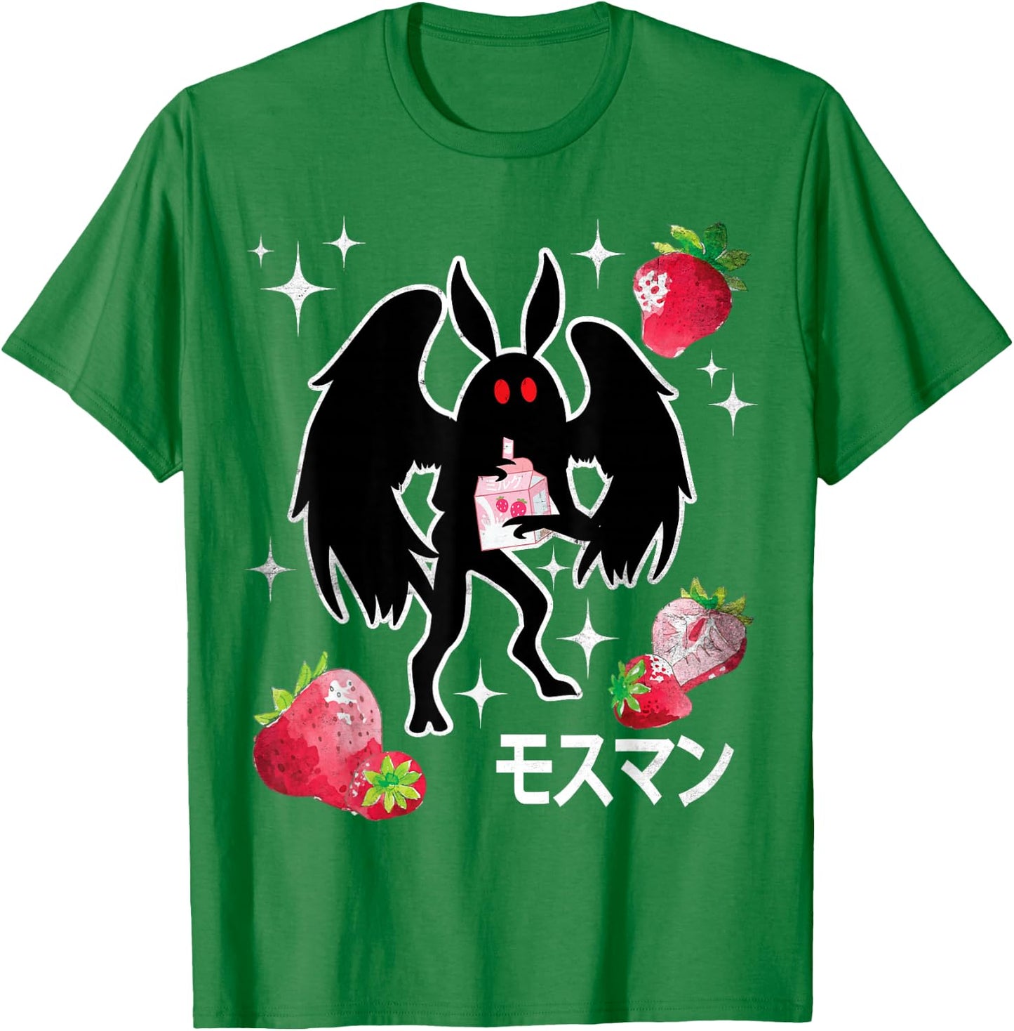 Mothman Kawaii Strawberry Milk Shake Carton T-Shirt - T-Shirt | Irish Green
