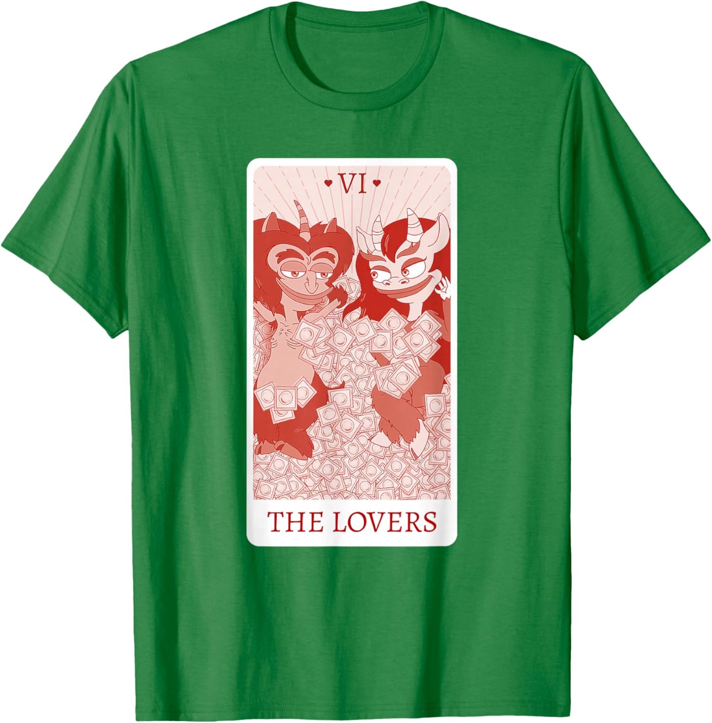 Big Mouth The Lovers Hormones Monsters Tarot Card T-Shirt - T-Shirt | Irish Green
