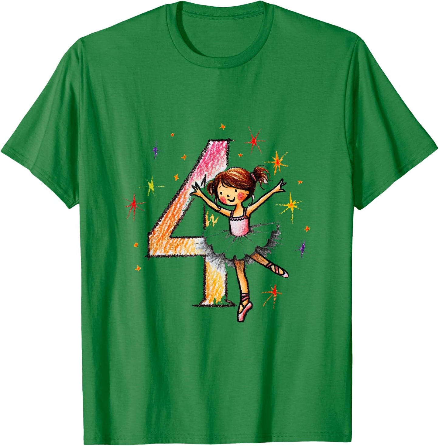 Happy Birthday 4 Year Old Dancer Ballerina T-Shirt - T-Shirt | Irish Green