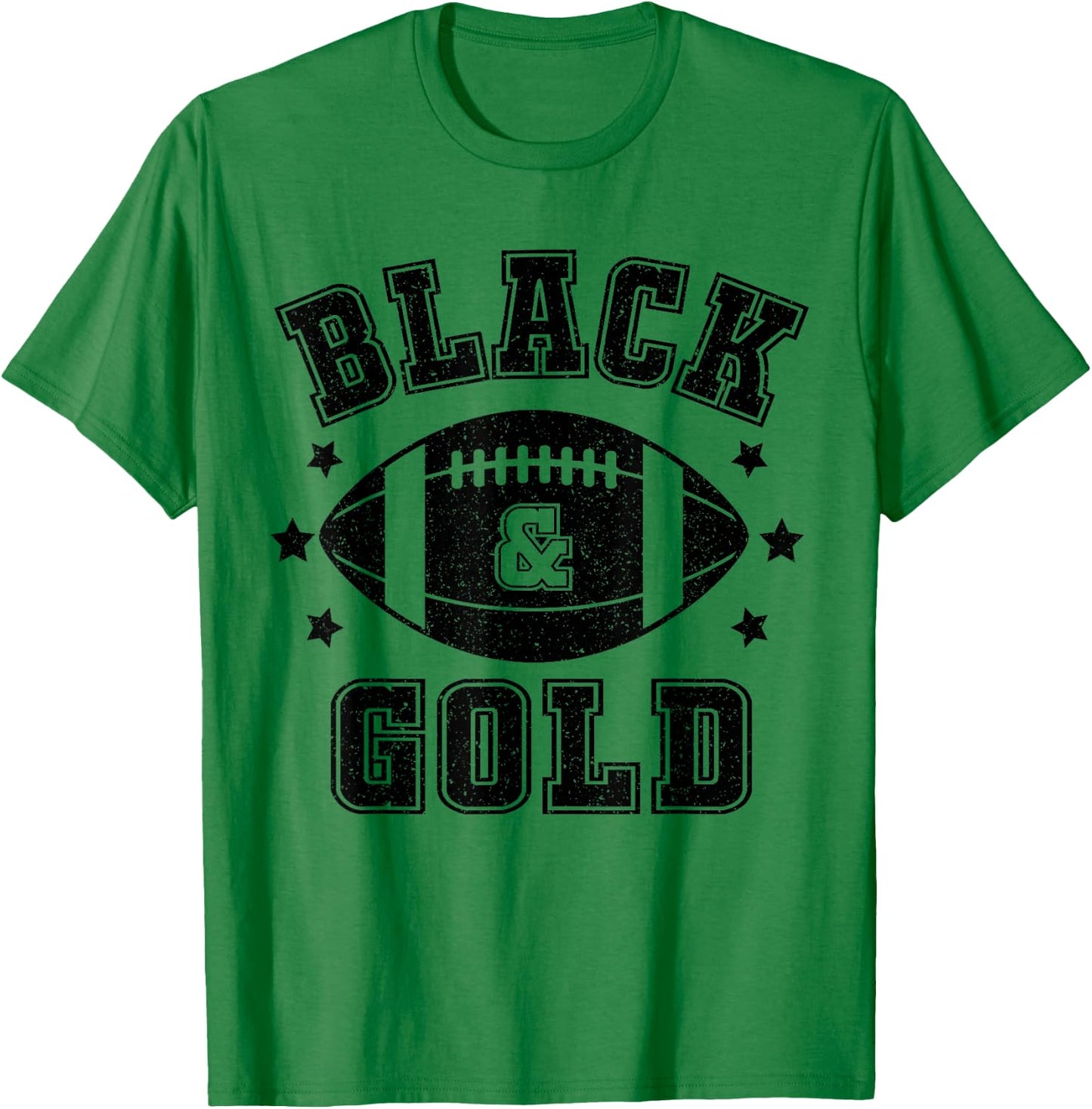 On Gameday Football We Wear Black And Gold School Spirit T-Shirt - T-Shirt | Irish Green