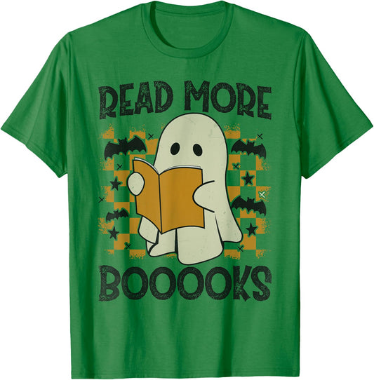 Halloween Read More Books Funny Ghost Reading Book Halloween T-Shirt - T-Shirt | Irish Green