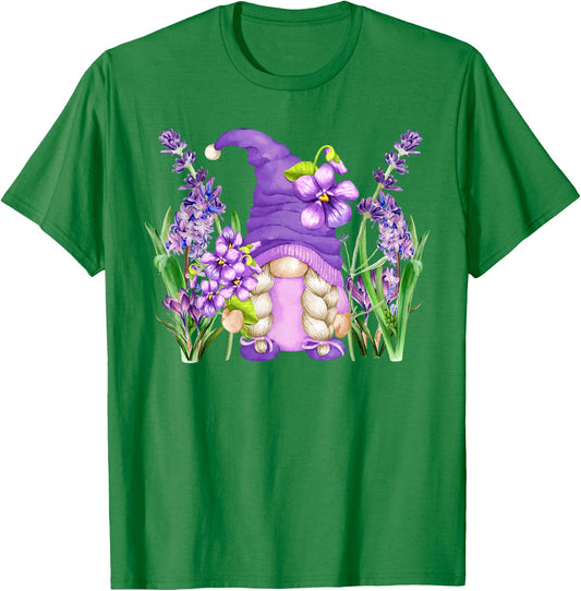Floral Hippie Grandma Lilac Violet Flower Spring Gnome Mom T-Shirt - T-Shirt | Irish Green