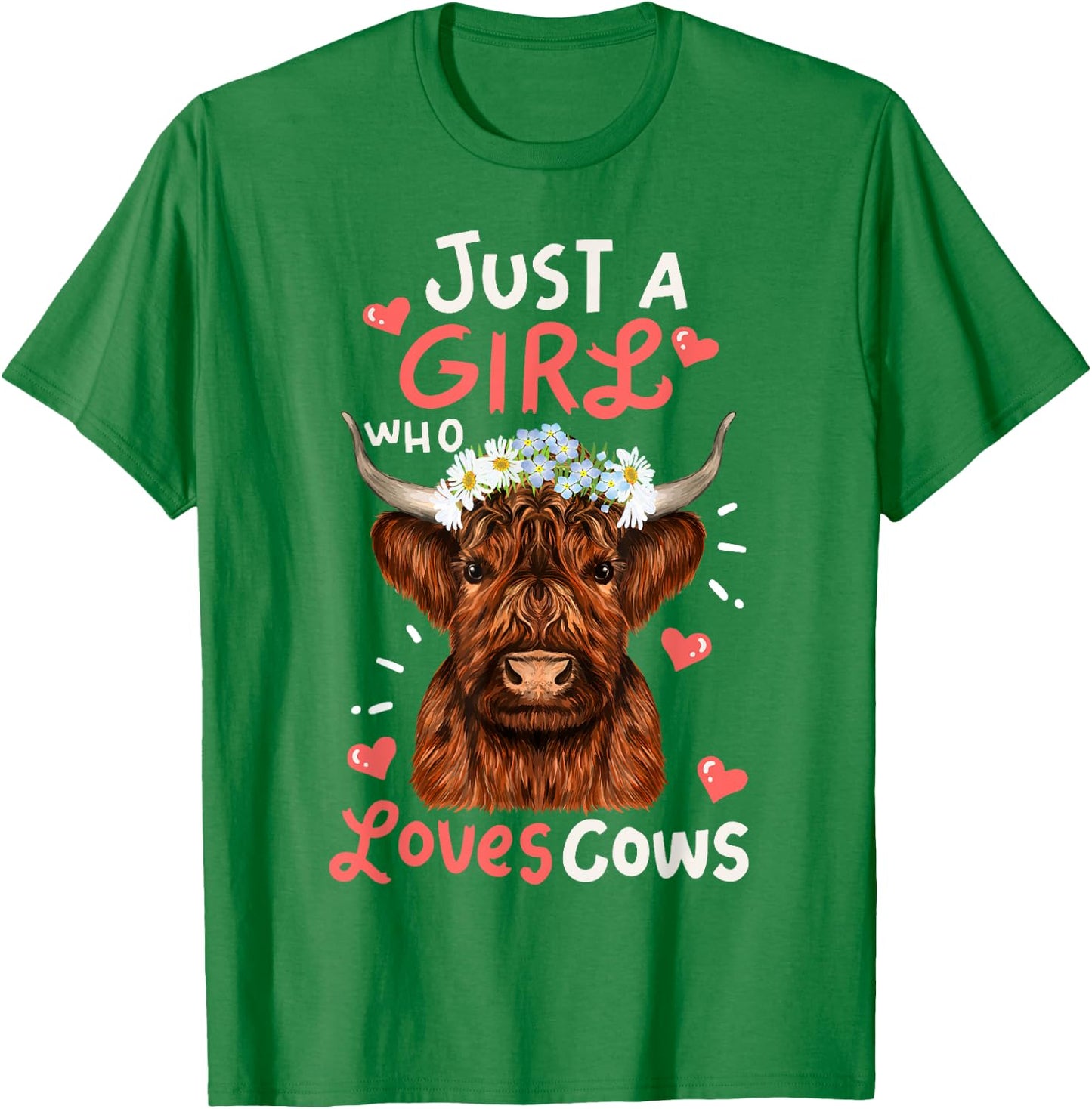 Scottish Highland Cow-Shirt Just Girl Loves Cow Kids Toddler T-Shirt - T-Shirt | Irish Green