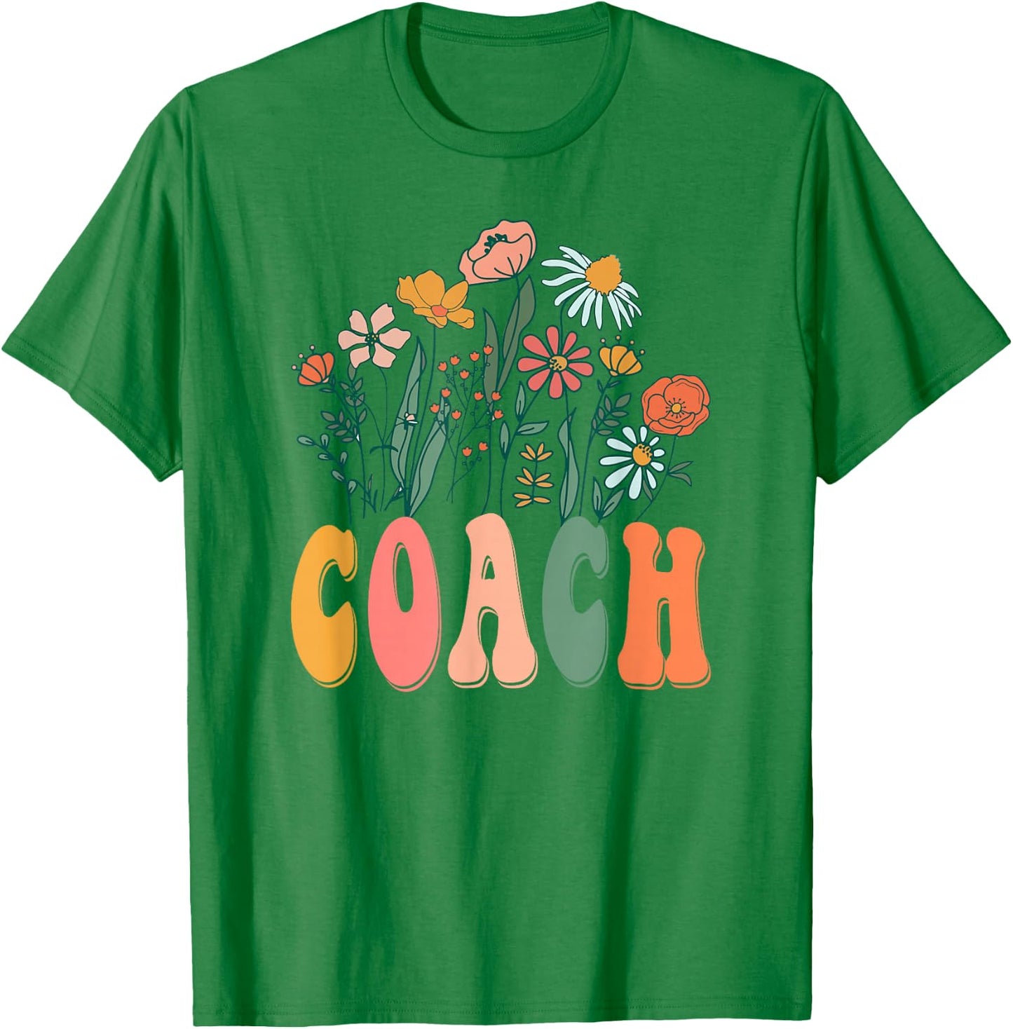 Retro Groovy floral Coach Wildflower T-Shirt - T-Shirt | Irish Green