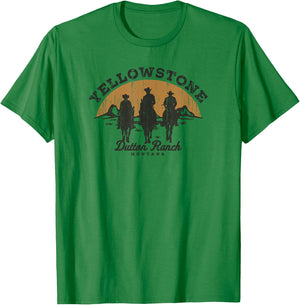Yellowstone Dutton Ranch Group Shot Silhouette V1 T-Shirt - T-Shirt | Irish Green