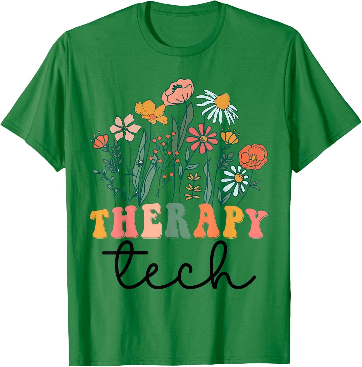 Groovy Wildflower Therapy Tech T-Shirt - T-Shirt | Irish Green