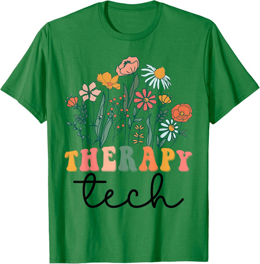 Groovy Wildflower Therapy Tech T-Shirt - T-Shirt | Irish Green