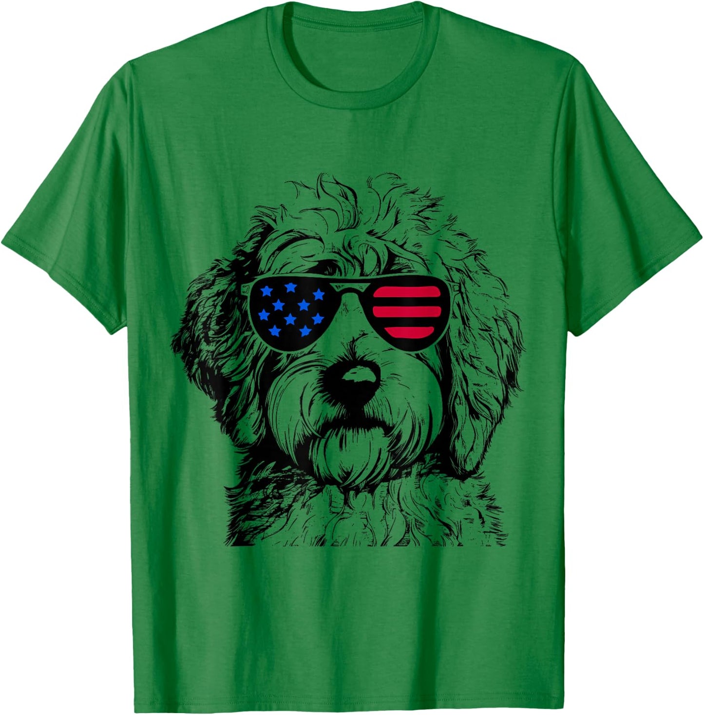 Labradoodle Dog 4th July America USA Flag T-Shirt - T-Shirt | Irish Green