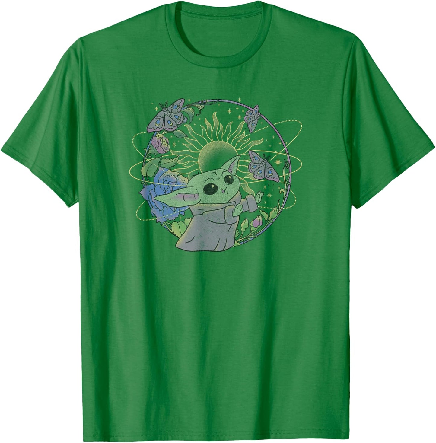 Star Wars: The Mandalorian Grogu The Way Butterfly Circle T-Shirt - T-Shirt | Irish Green