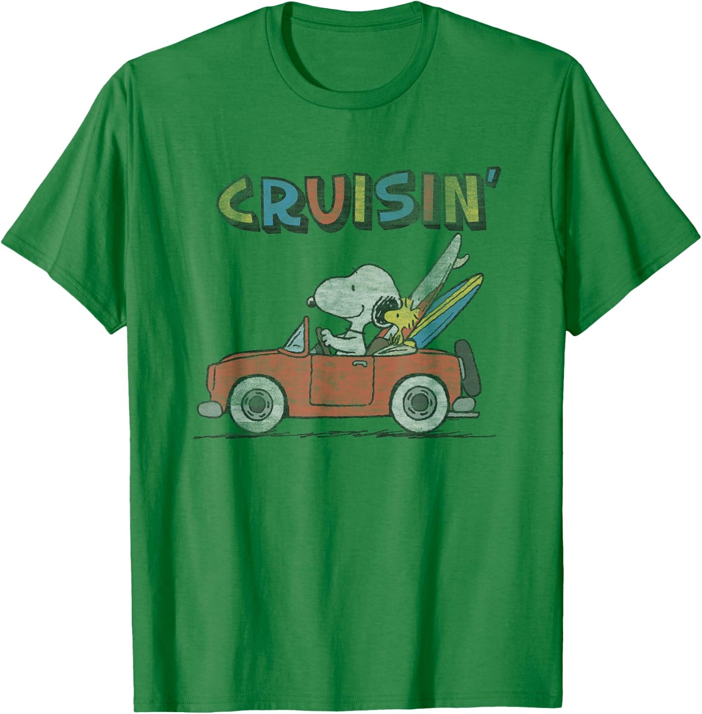 Peanuts Snoopy and Woodstock Cruisin' T-Shirt - T-Shirt | Irish Green