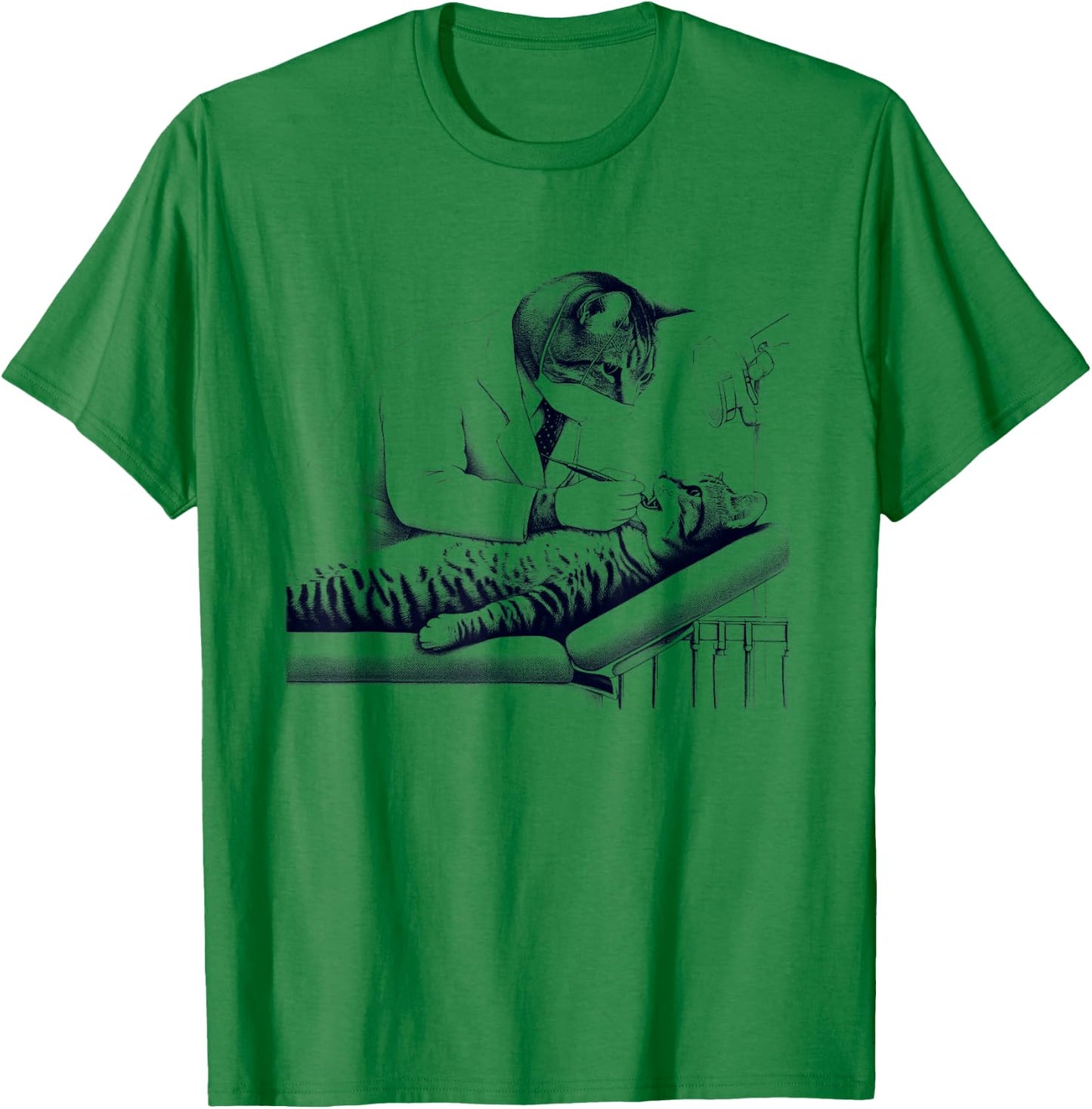Vintage Retro Dentist Cat Kitten Lover Dental T-Shirt - T-Shirt | Irish Green