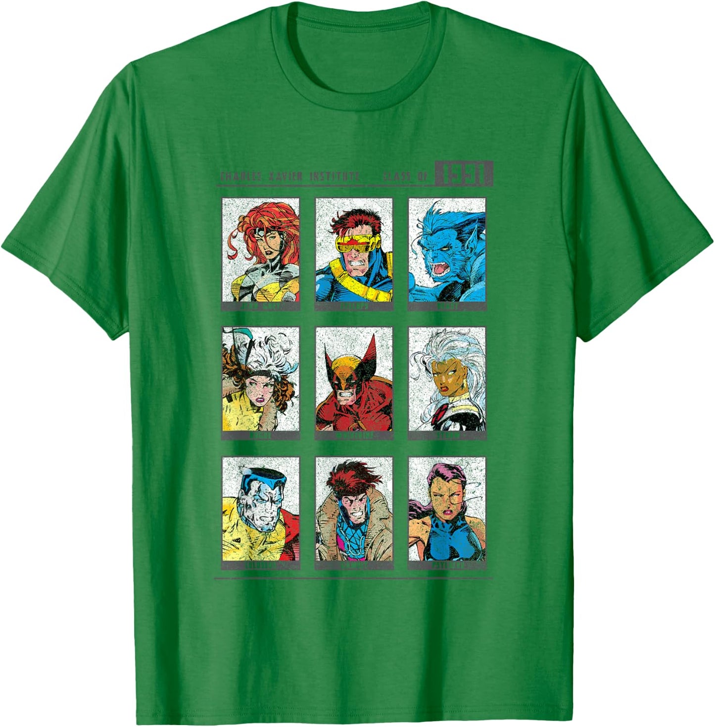 Marvel X-Men Charles Xavier Institute Class of 1991 Yearbook T-Shirt - T-Shirt | Irish Green