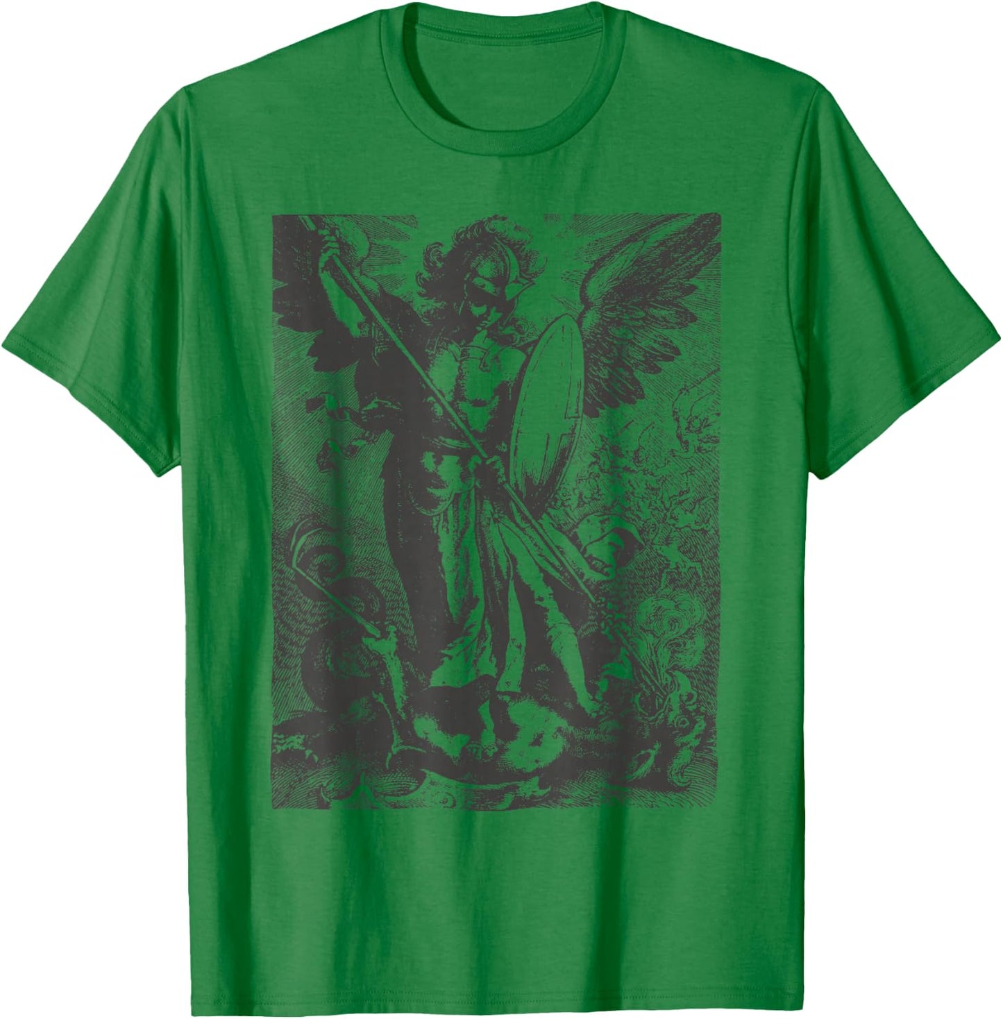 St Saint Michael the Archangel Catholic Angel Warrior T-Shirt - T-Shirt | Irish Green