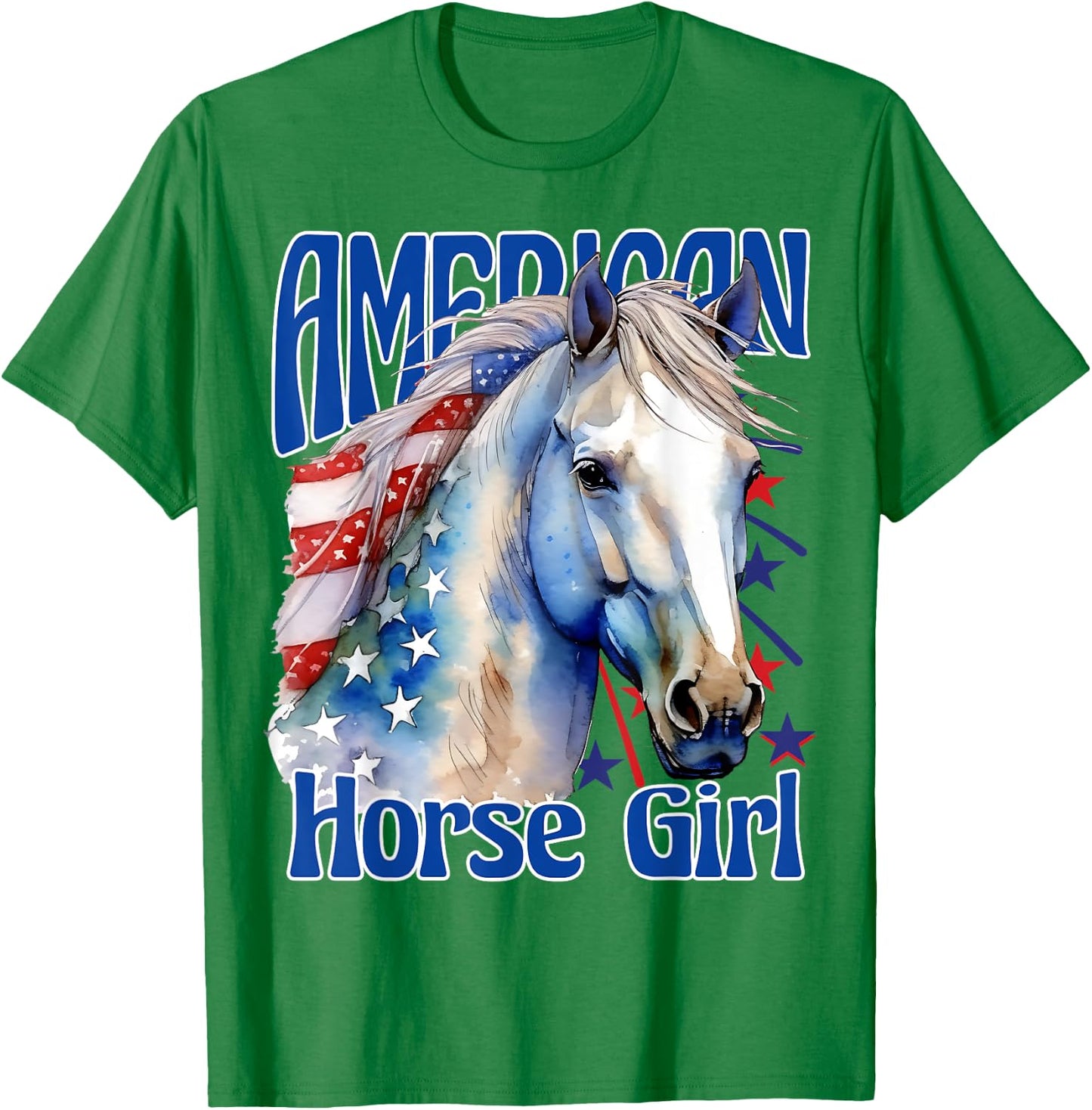 American Horse Girl Proud Patriotic Horse Girl T-Shirt - T-Shirt | Irish Green
