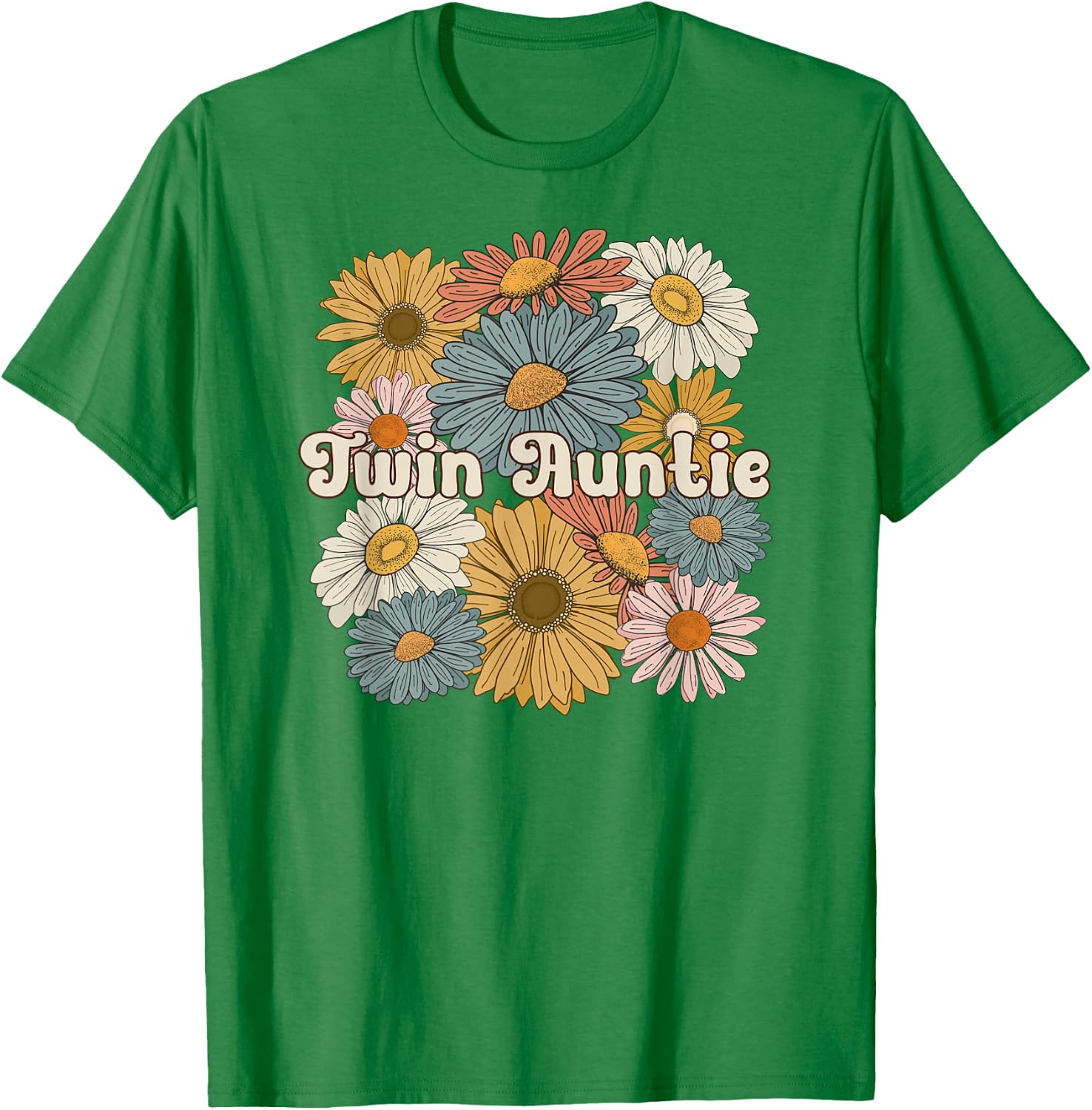 Twin Aunt Flowers Aunt Of Twins Twin Auntie Of Twins T-Shirt - T-Shirt | Irish Green