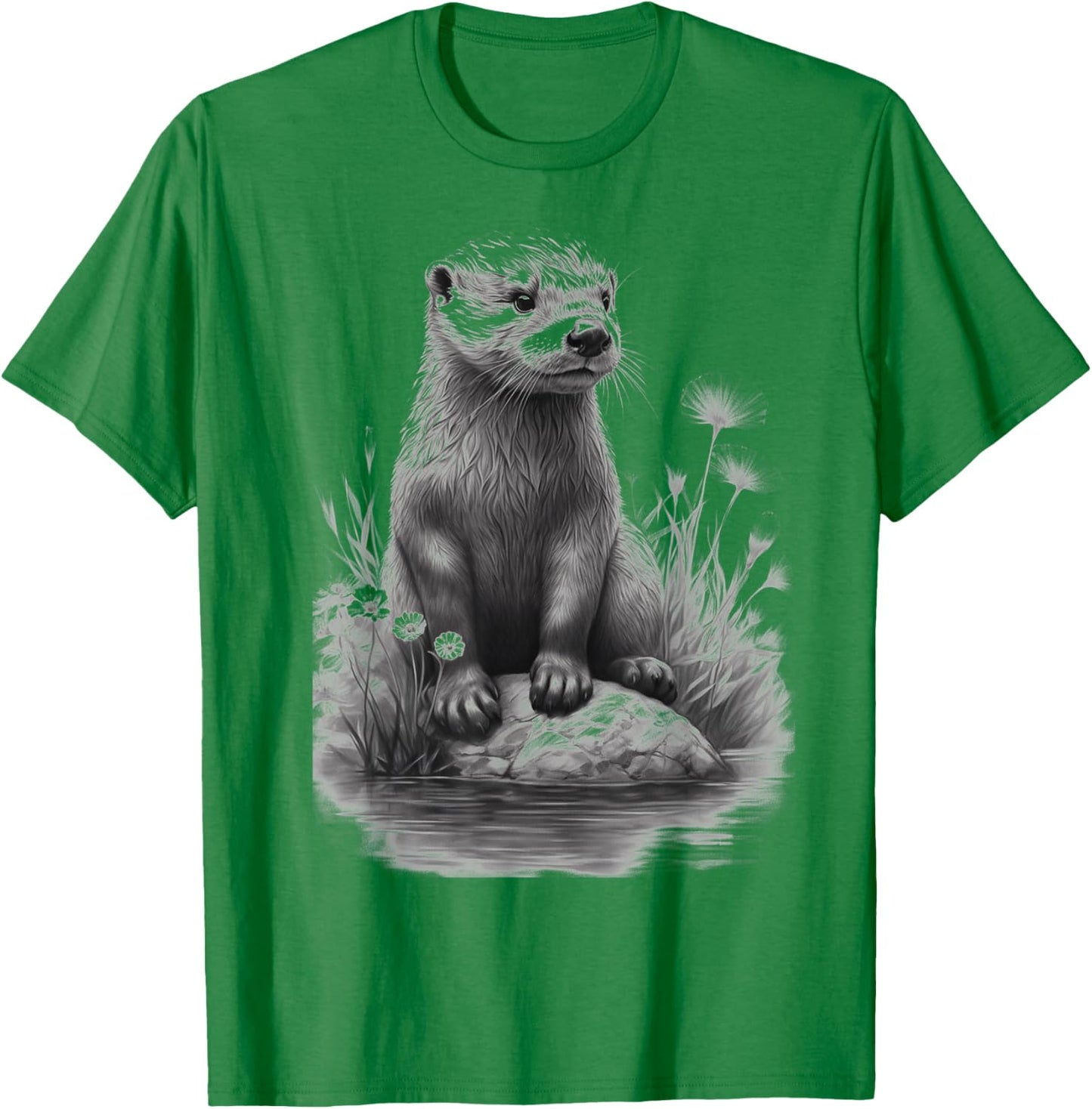 River Otter t shirt for boys & girls Cute Otter Animal Funny T-Shirt - T-Shirt | Irish Green
