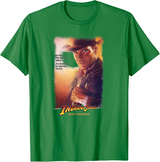 Indiana Jones and The Last Crusade Man with The Hat Poster T-Shirt - T-Shirt | Irish Green