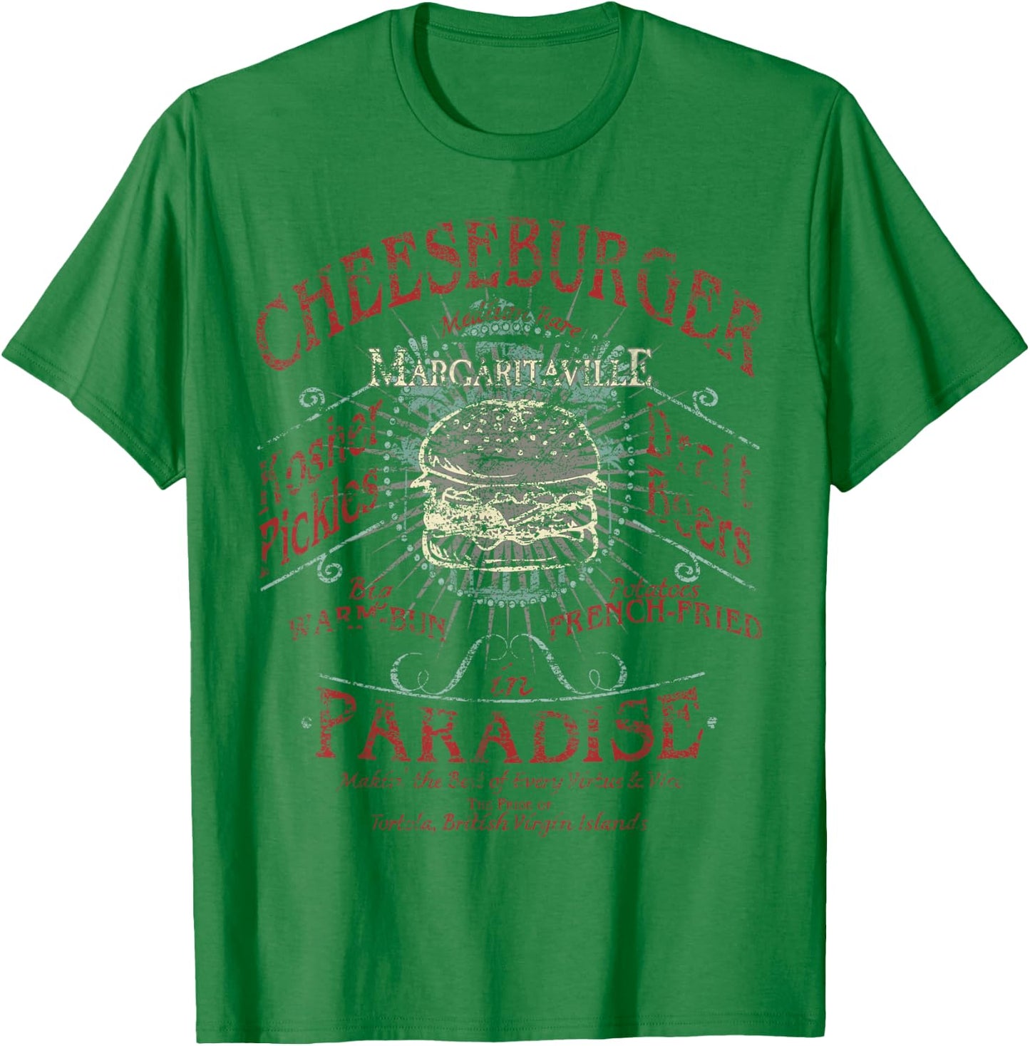 Margaritaville Cheeseburger in Paradise , -Adults, Grey, Small, Short Sleeve T-Shirt - T-Shirt | Irish Green