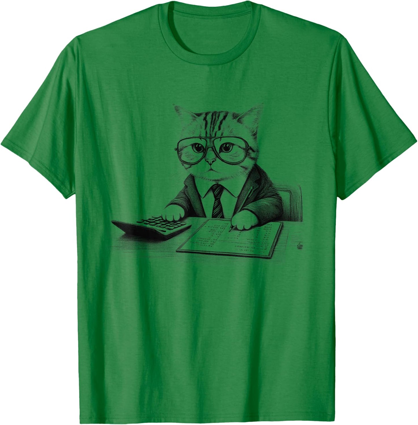 Vintage Retro Accountant Cat Kitten Lover T-Shirt - T-Shirt | Irish Green