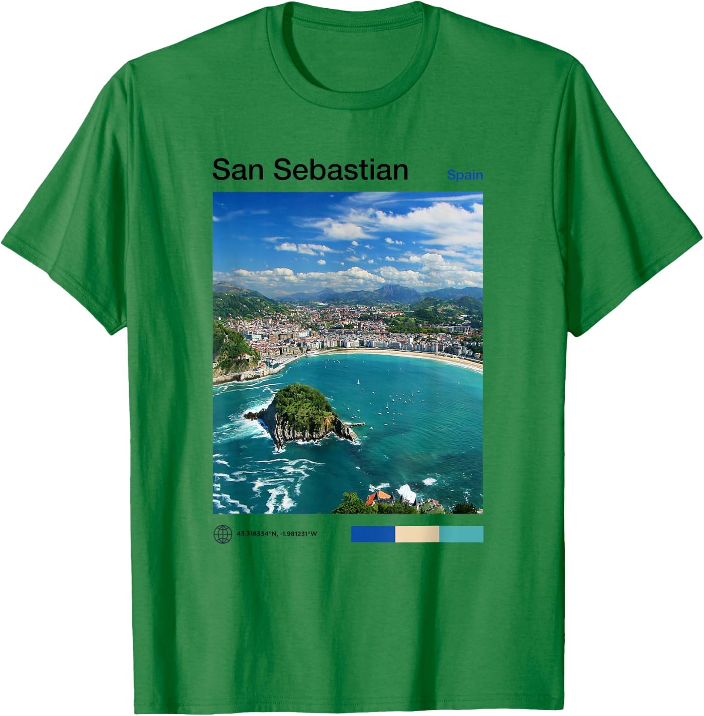 San Sebastian Travel Art - Spanish Souvenir Basque Country T-Shirt - T-Shirt | Irish Green
