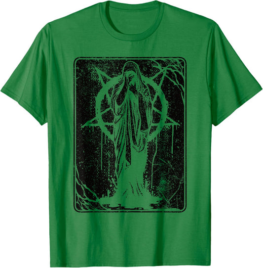 Black Satanic Occult Dark Art Evil 666 Pentagram Antichrist T-Shirt - T-Shirt | Irish Green