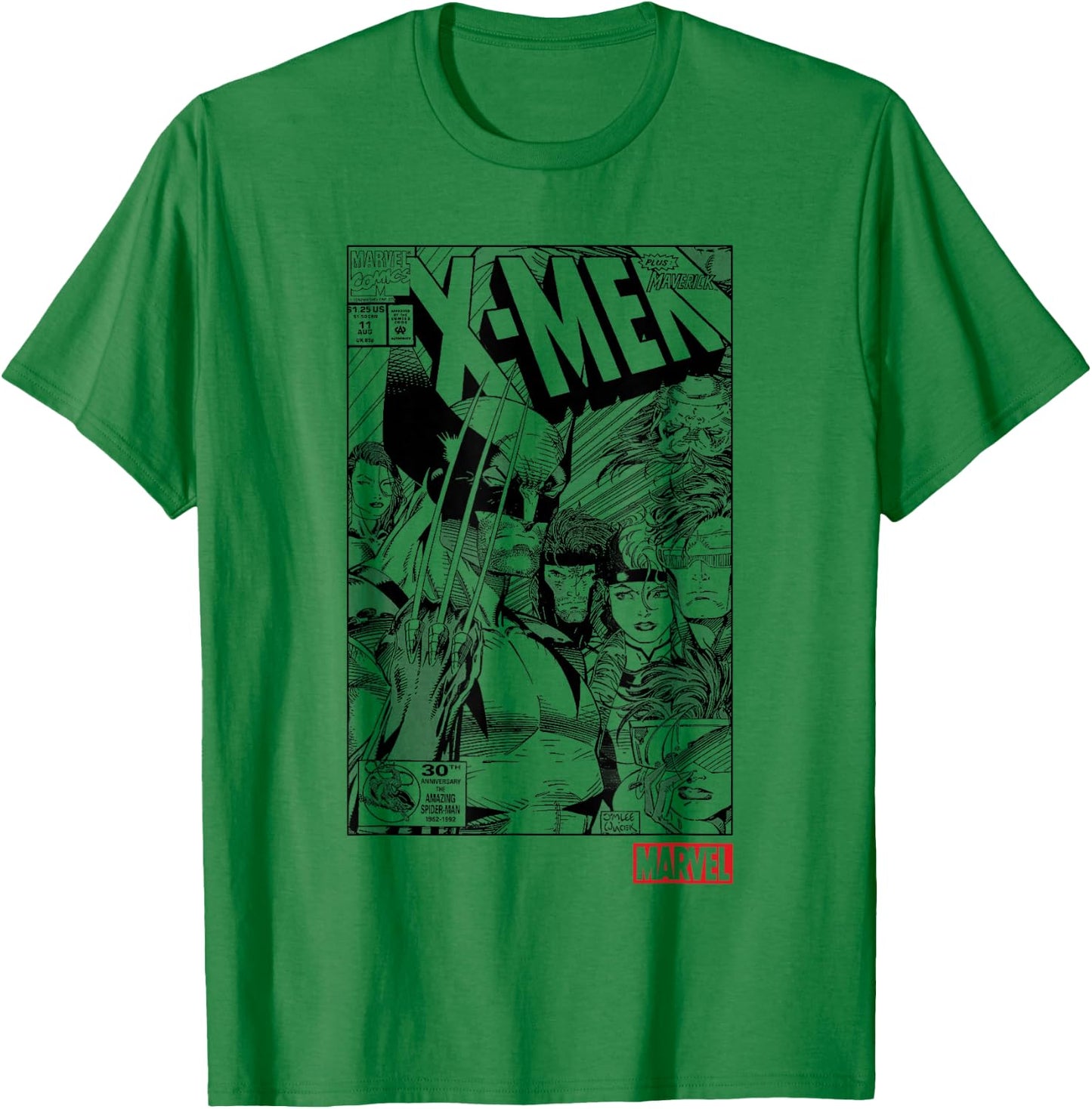 Marvel X-Men Black & White Comic Book Cover Poster T-Shirt - T-Shirt | Irish Green