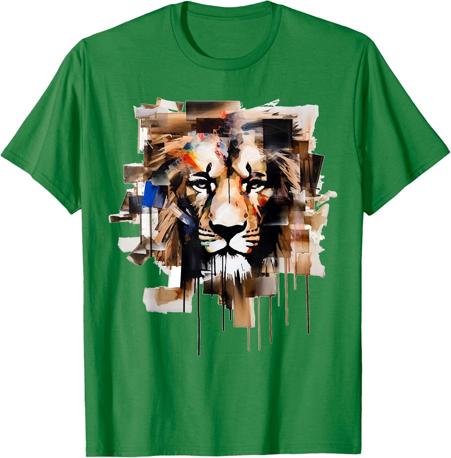 Lion Artwork - Animal Motif Art Lion T-Shirt - T-Shirt | Irish Green