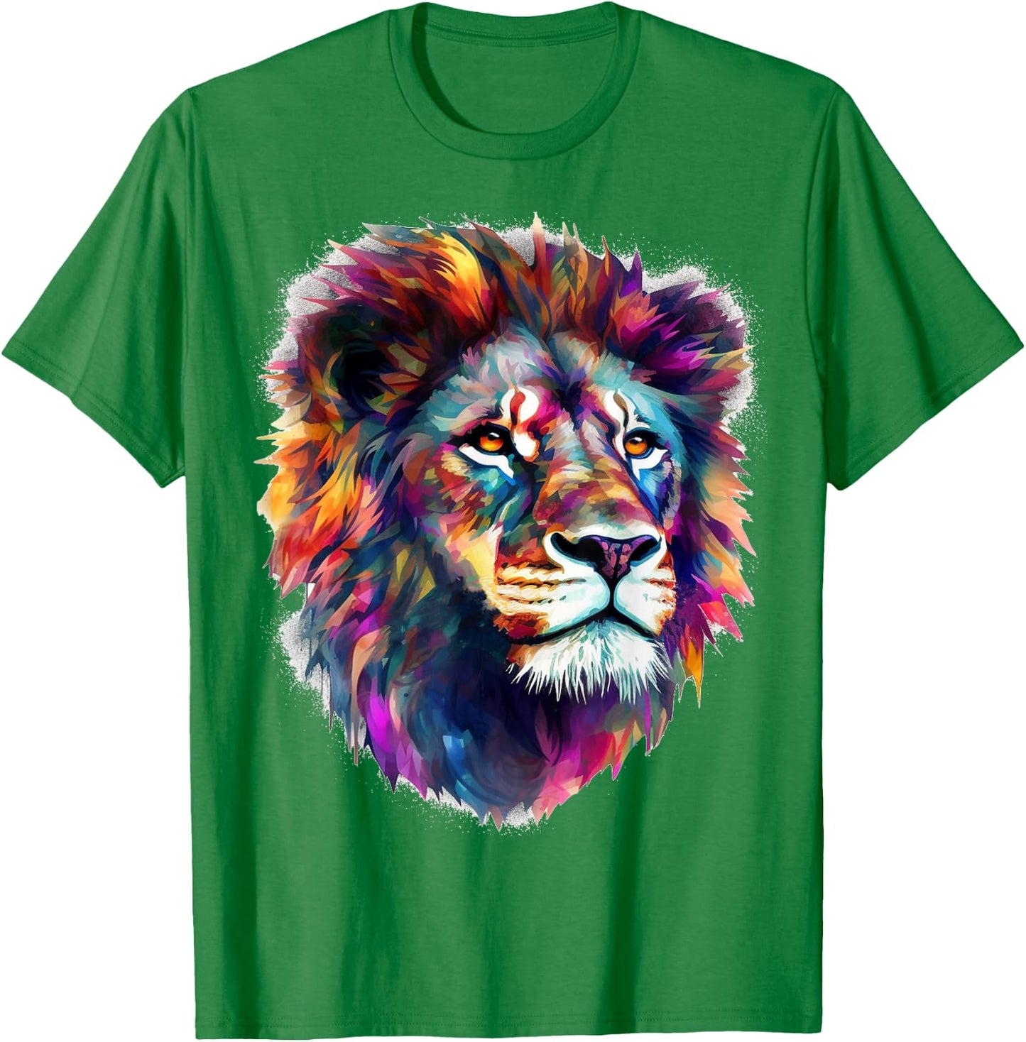 Lion Art - Colourful Animal Lion T-Shirt - T-Shirt | Irish Green