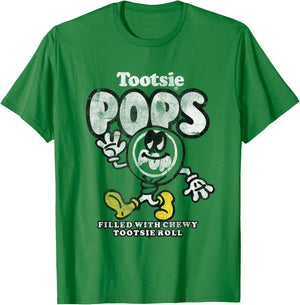 Tootsie Roll Walking Tootsie Pop Sucker Candy T-Shirt - T-Shirt | Irish Green