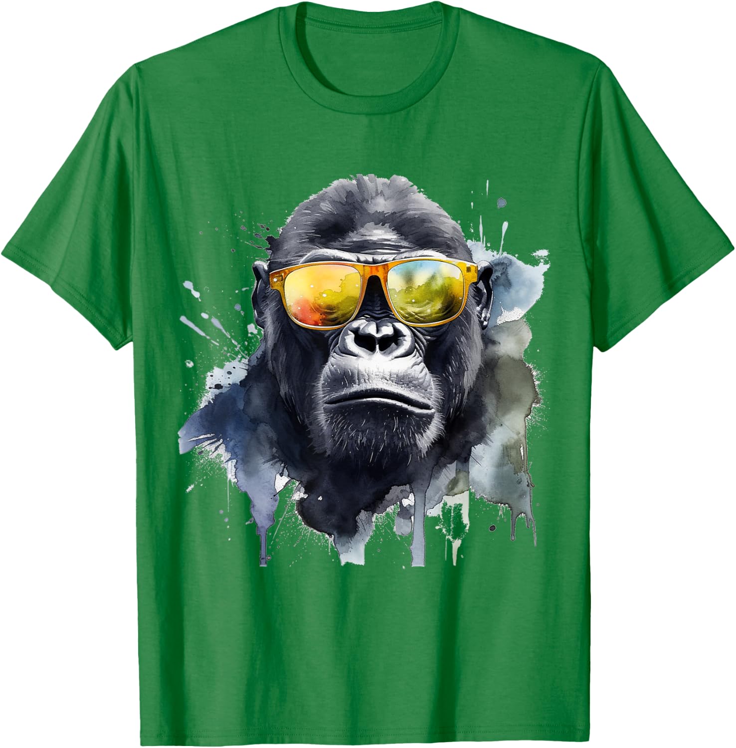 Gorilla Sunglasses Artwork - Animal Art Monkey Zoo Gorilla T-Shirt - T-Shirt | Irish Green