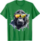 Gorilla Sunglasses Artwork - Animal Art Monkey Zoo Gorilla T-Shirt - T-Shirt | Irish Green