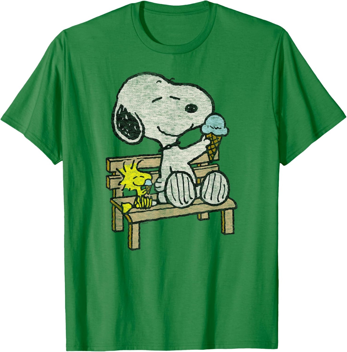 Peanuts - Snoopy Woodstock Bench T-Shirt - T-Shirt | Irish Green