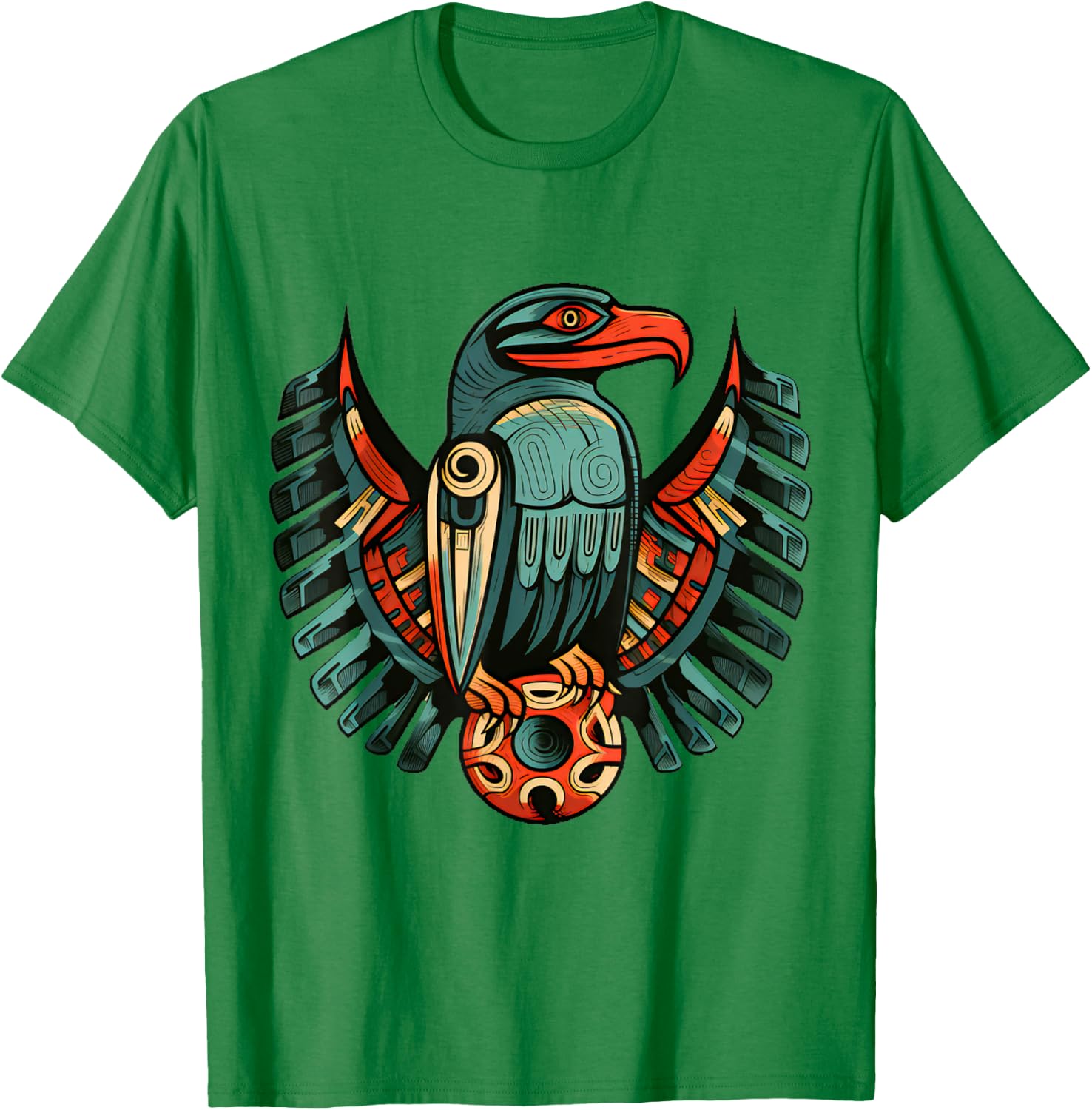 Pacific Northwest Native Art Raven Bird PNW T-Shirt - T-Shirt | Irish Green