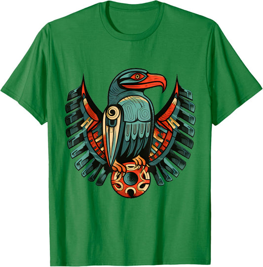 Pacific Northwest Native Art Raven Bird PNW T-Shirt - T-Shirt | Irish Green