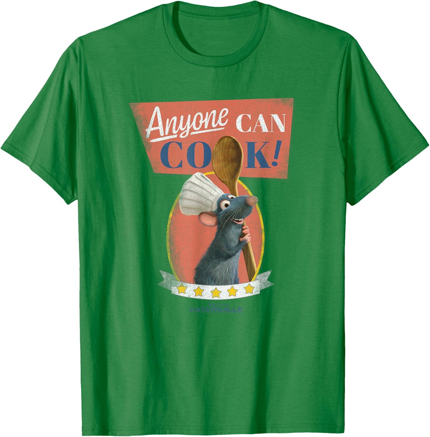 Disney Pixar Ratatouille Anyone Can Cook Five Stars T-Shirt - T-Shirt | Irish Green