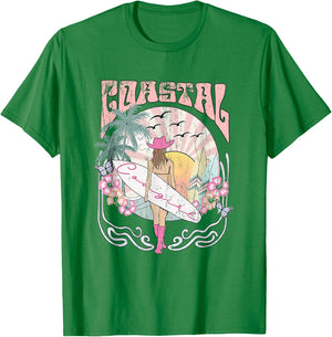Coastal Cowgirl Aesthetic Cowgirl Surf Beach Cowgirls Outfit T-Shirt - T-Shirt | Irish Green