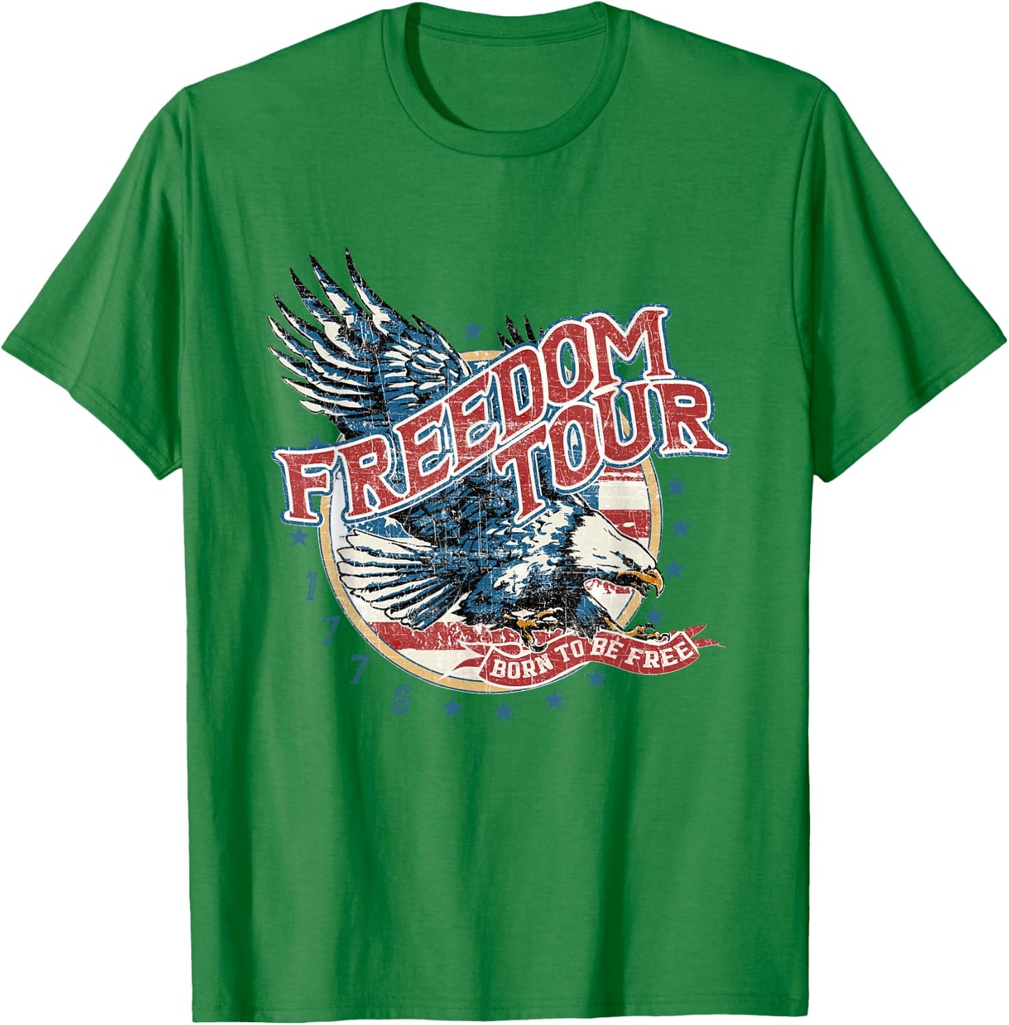 Retro Freedom Funny Tour Since 1776 4th Of July Eagle Men T-Shirt - T-Shirt | Irish Green