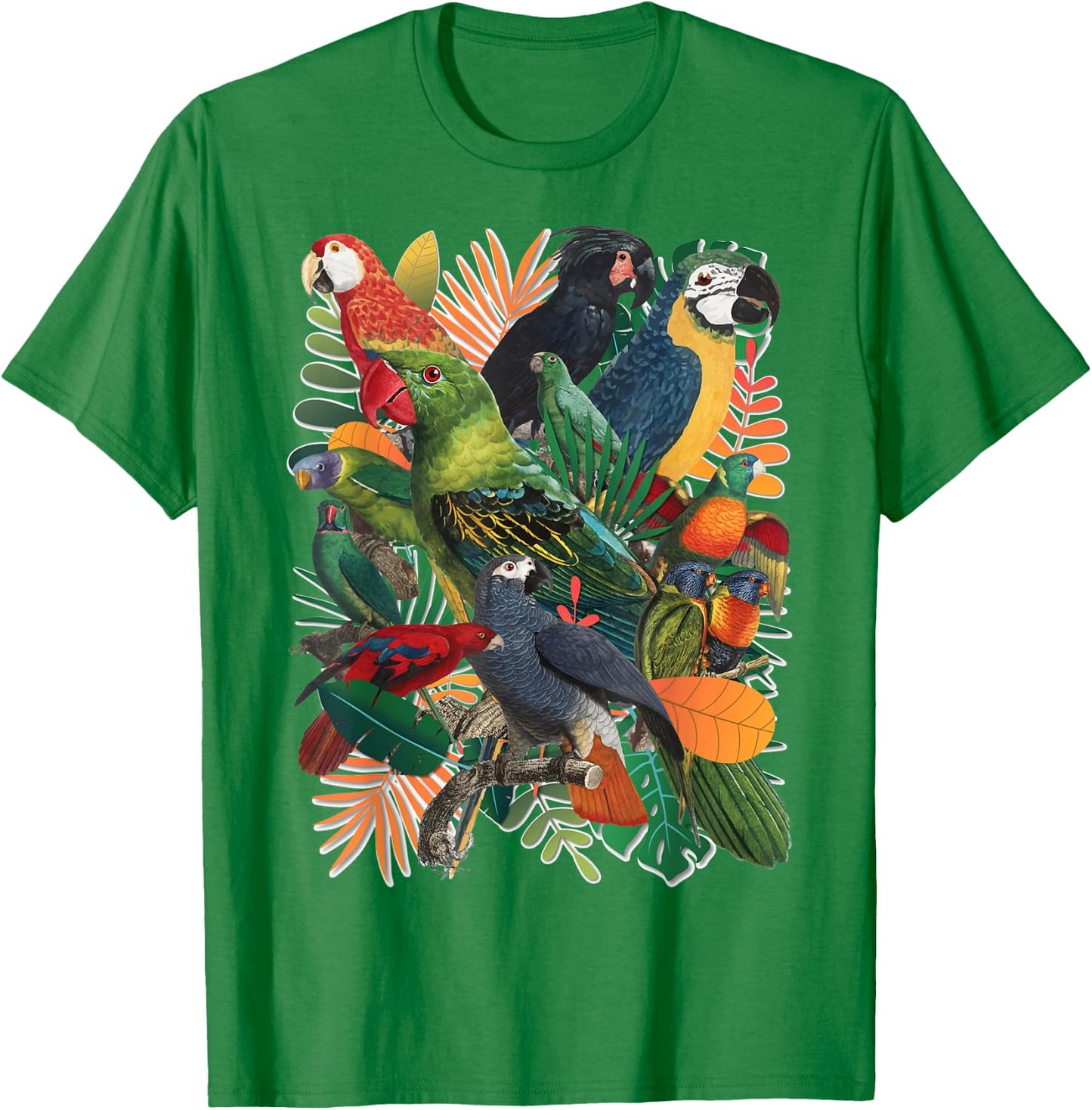 Macaw Parrot Tropical Collage T-Shirt - T-Shirt | Irish Green