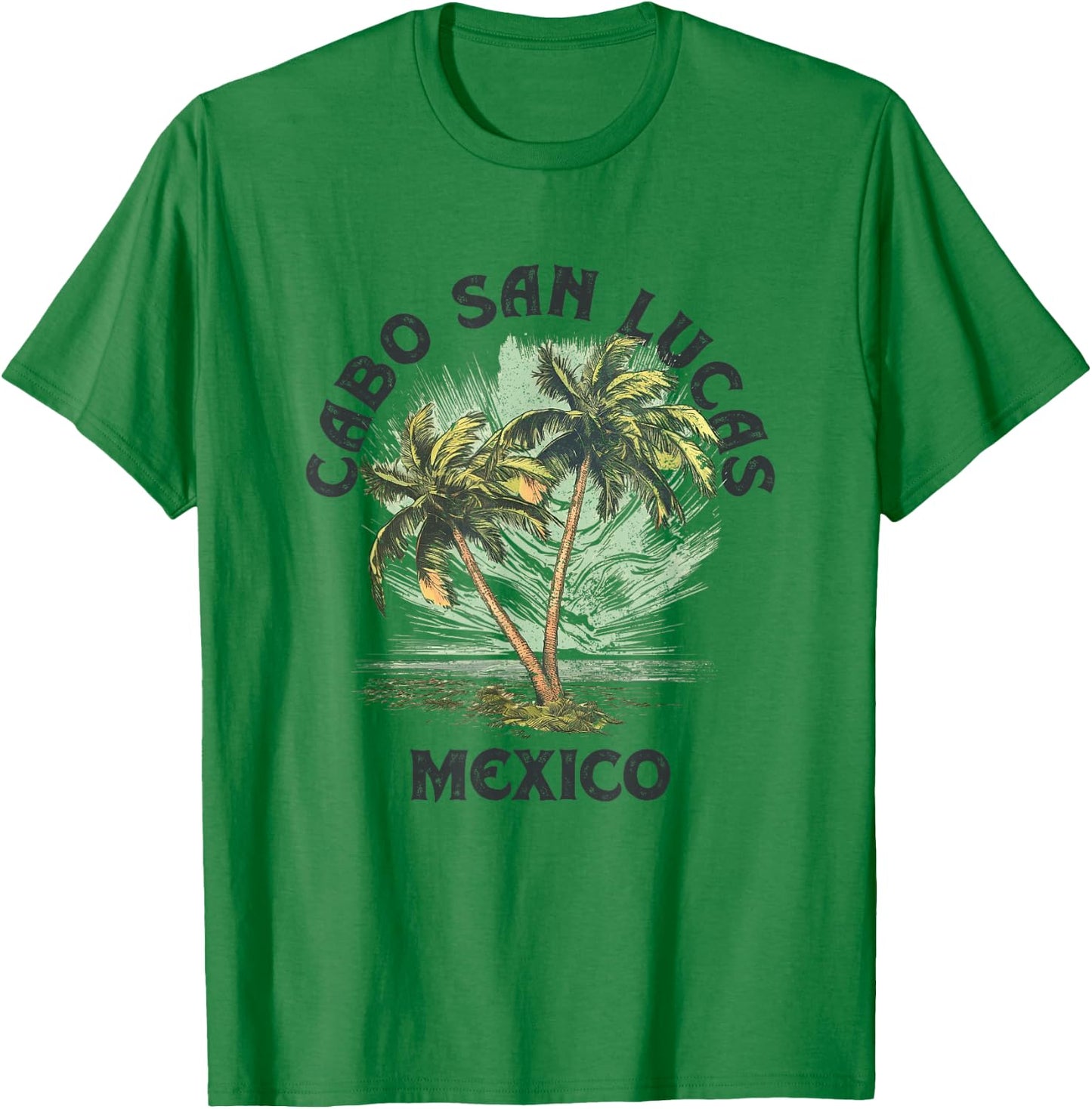 Cabo San Lucas Mexico Palms Vintage Beach T-Shirt - T-Shirt | Irish Green