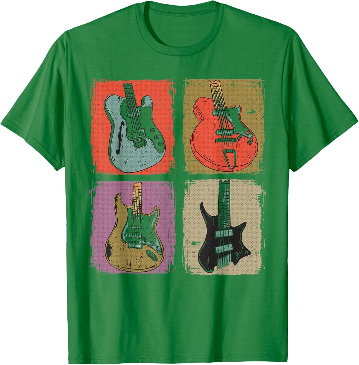 Electric Guitar Collection Band Guitarist Vintage Music T-Shirt - T-Shirt | Irish Green
