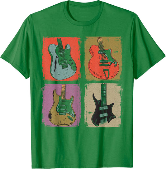 Electric Guitar Collection Band Guitarist Vintage Music T-Shirt - T-Shirt | Irish Green