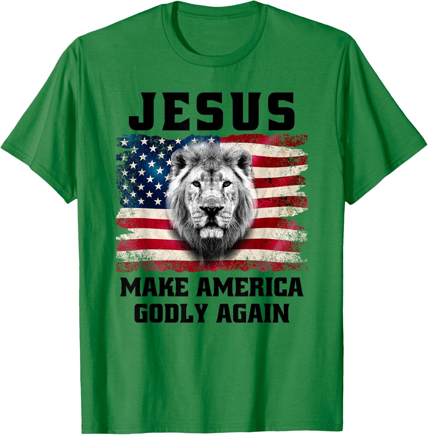 Christian Faith Jesus Make America Godly Again USA Flag T-Shirt - T-Shirt | Irish Green