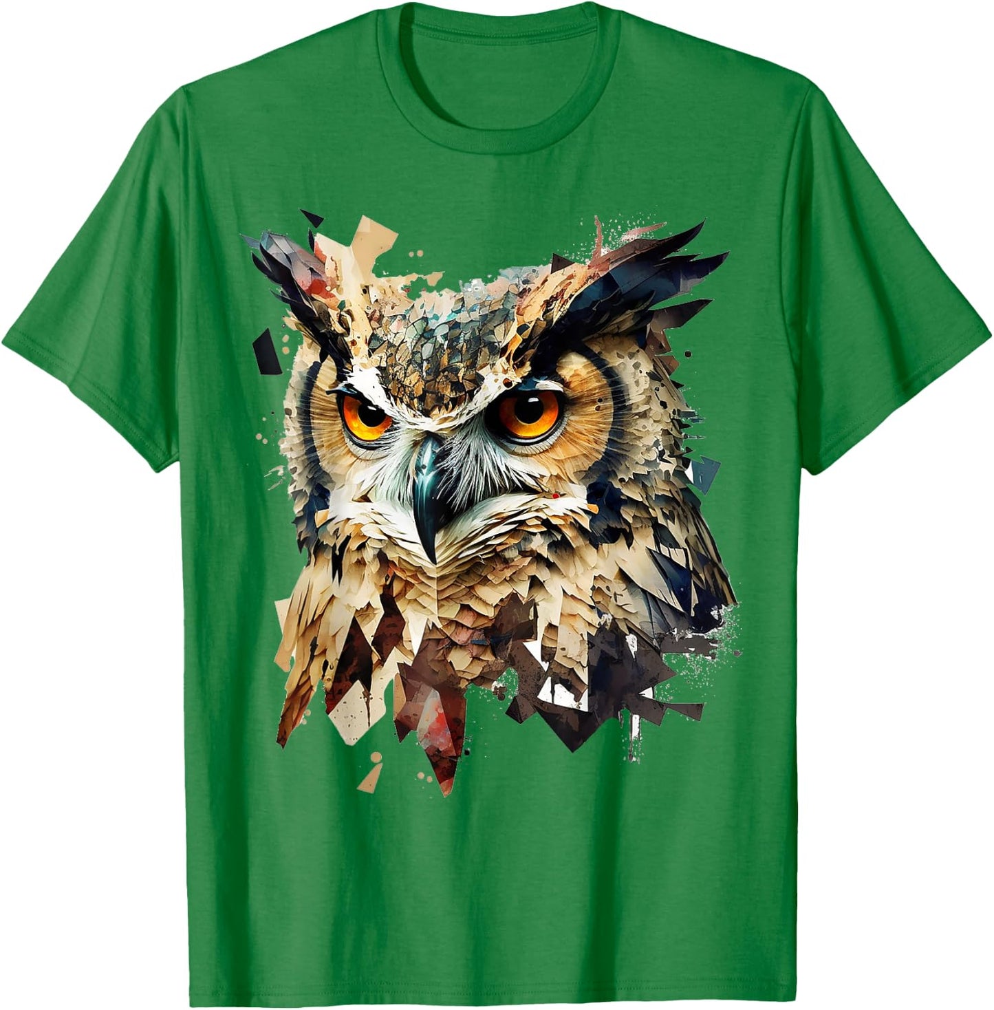 Art abstract owl bird animals T-Shirt - T-Shirt | Irish Green