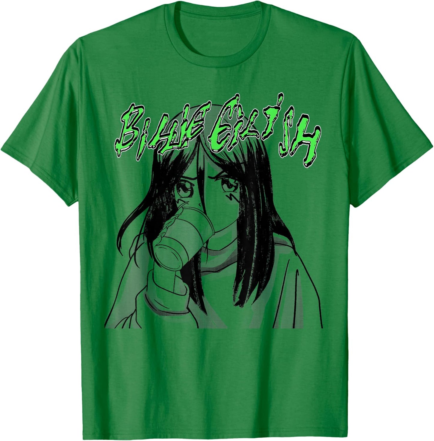 Official Billie Eilish Coffee Animated Small T-Shirt - T-Shirt | Irish Green