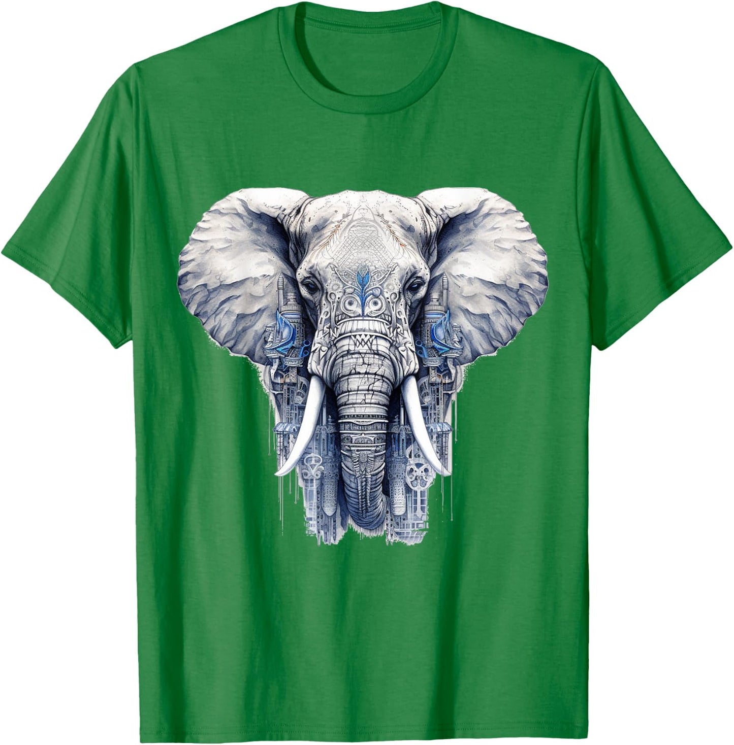 Elephant Artwork - Animal Motif Art Animal Elephant T-Shirt - T-Shirt | Irish Green