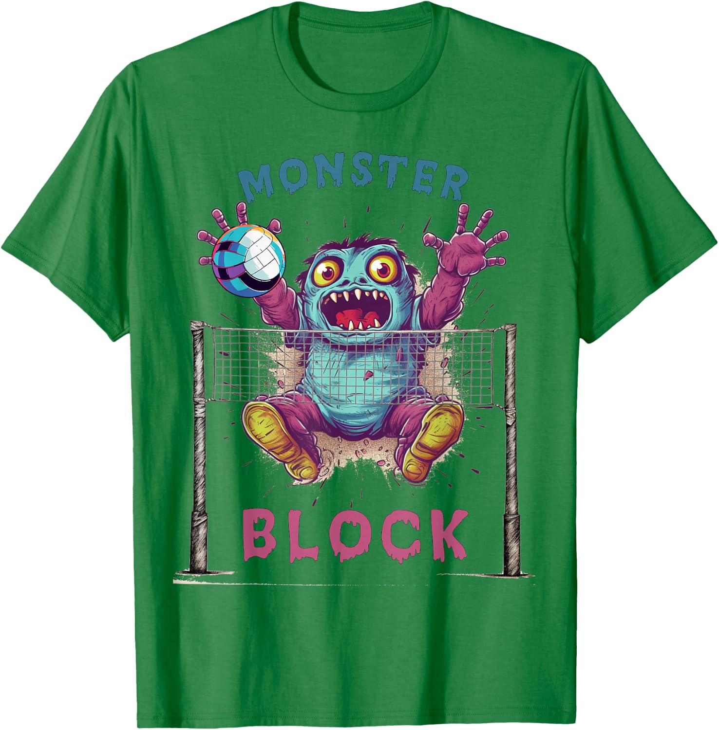 Funny Volleyball Women Monster Player Blocker T-Shirt - T-Shirt | Irish Green