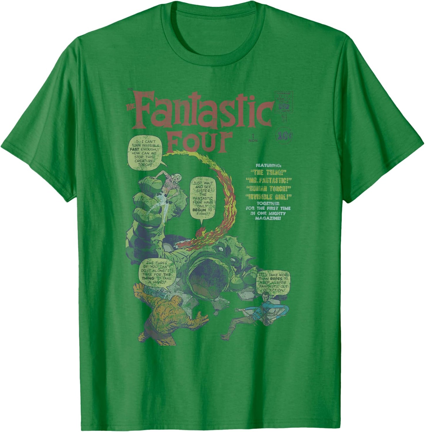 Marvel Fantastic Four First Appearance Vintage Comic Cover T-Shirt - T-Shirt | Irish Green